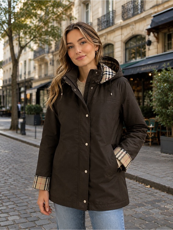 Burberry Jackets & Blazers - Burberry London Kayla water repellent Dark Brown Hooded Trench Coat Plaid Lining
